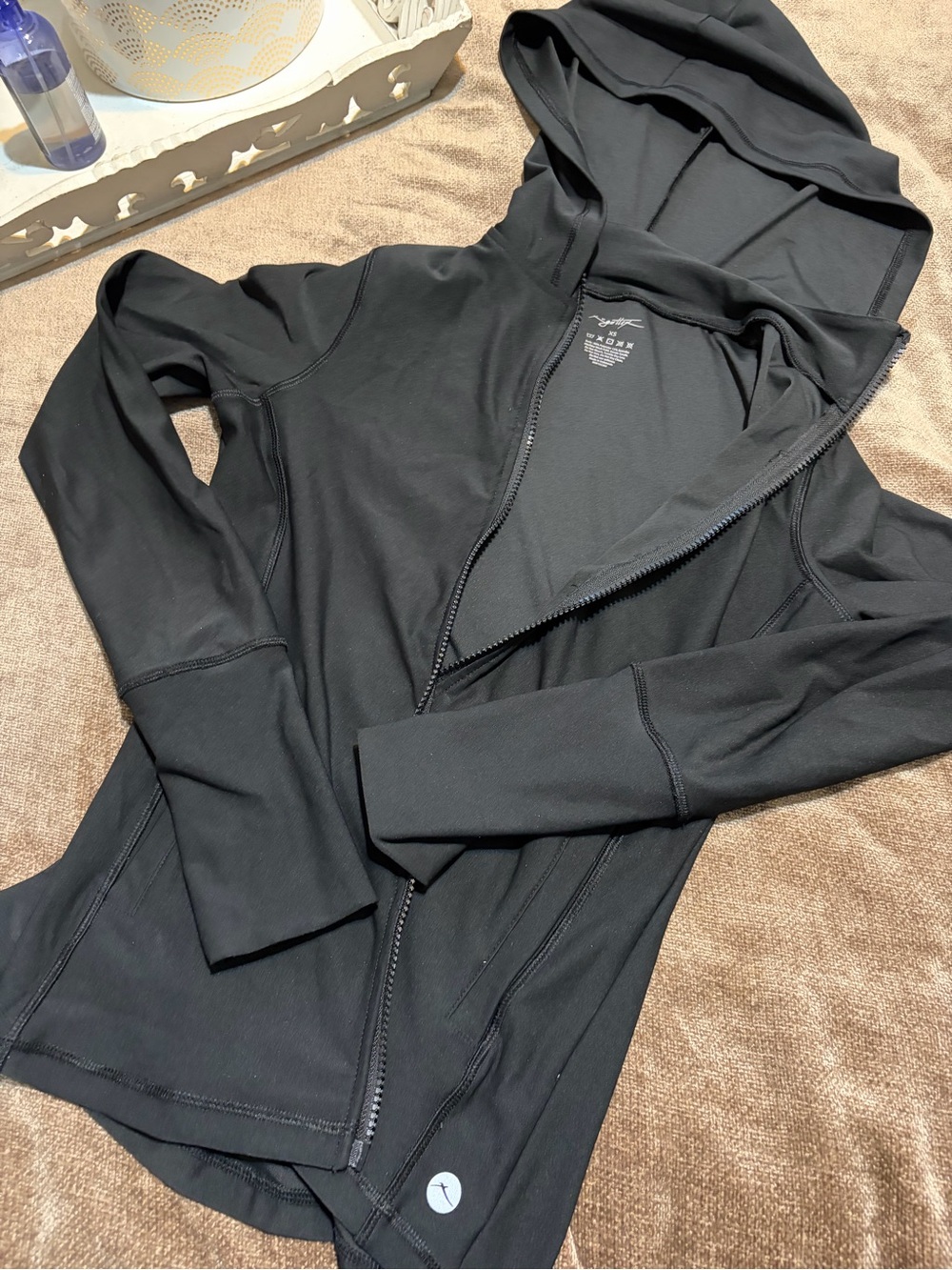 X by Gottex Black Zip-Up Jacket with Hood, Size XS